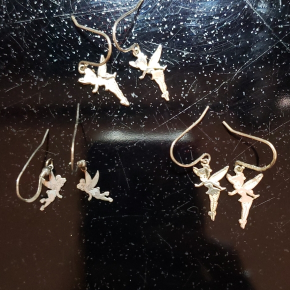 Disney Jewelry - 3 pair Disney Tinkerbell 925 hook earrings